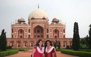 Keya Advani (right) with advisor Laura Brueck at Mughal palace, Hamayun's Tomb.