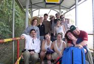 Professor Peter Zani and students wait to enter Yasuní National Park.