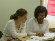 Sarah Cryer '10 working with Professor Camille Jones on summer research.