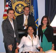 Alison Chairamonte (left) with other interns in Cong. John Larson's office