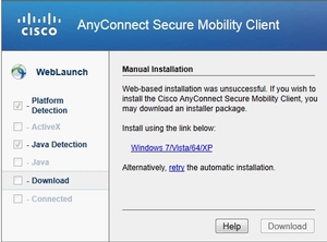 failed to install anyconnect secure mobility client