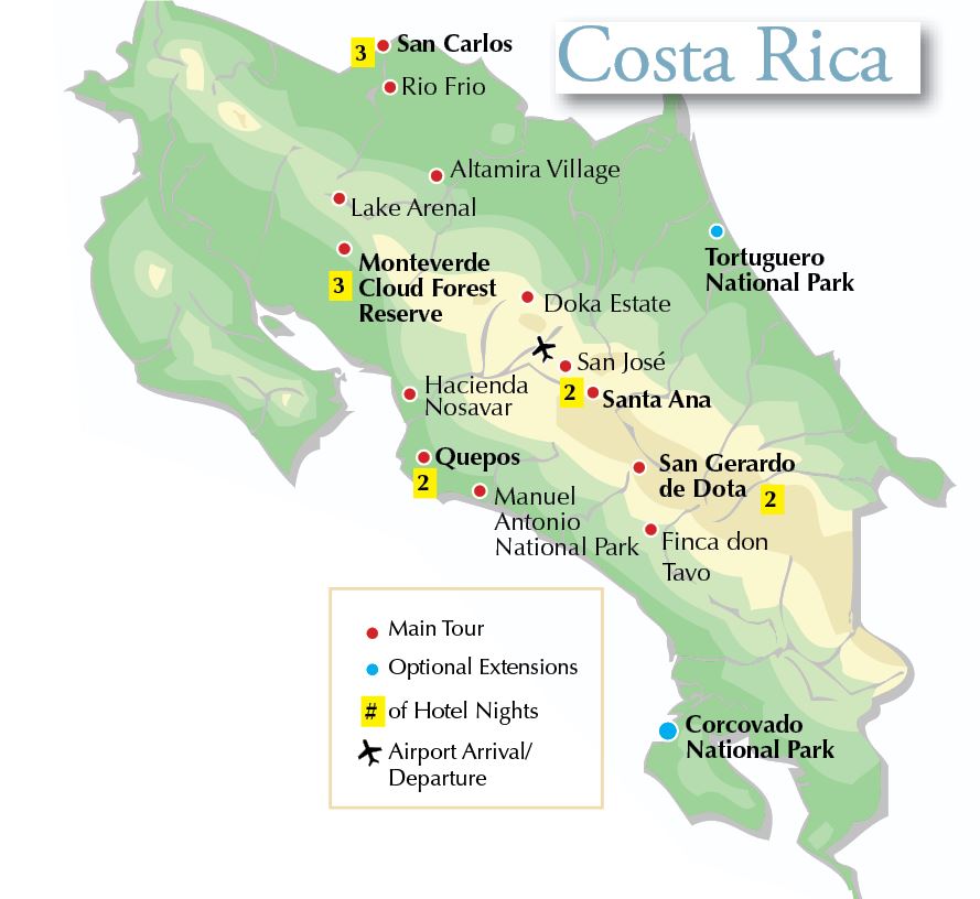 Costa Rica Rainforest Map