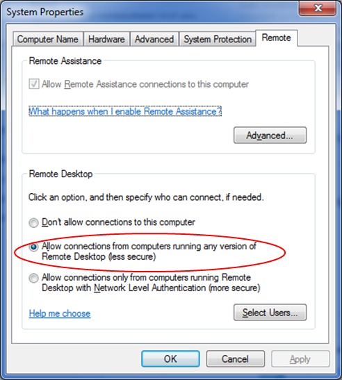 remote desktop client windows 7 help